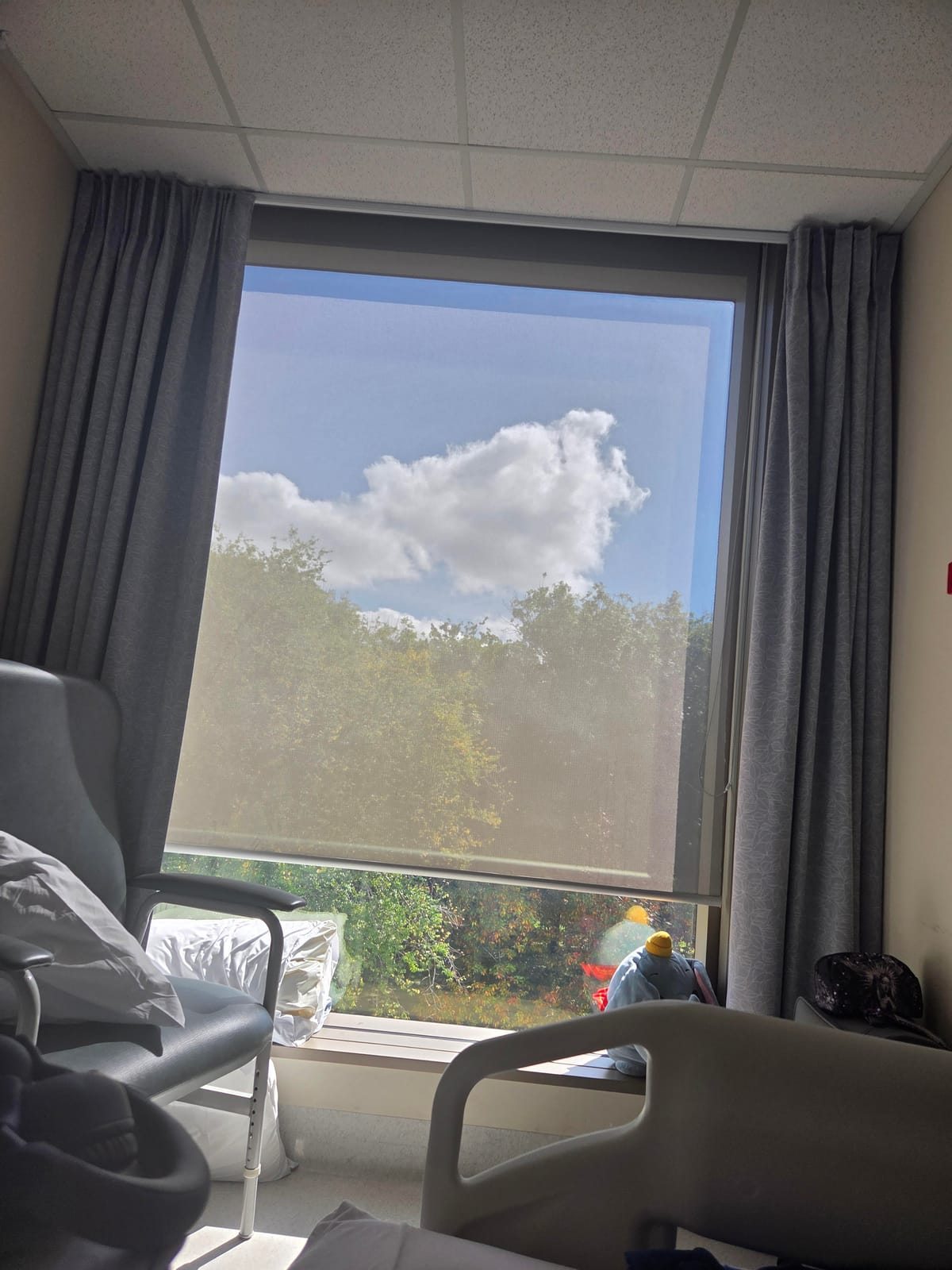 The view from cancer patient Helen Gilby's bed in the hospital