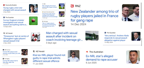 horrible montage of nightmare sexual assualt headlines about men in sports
